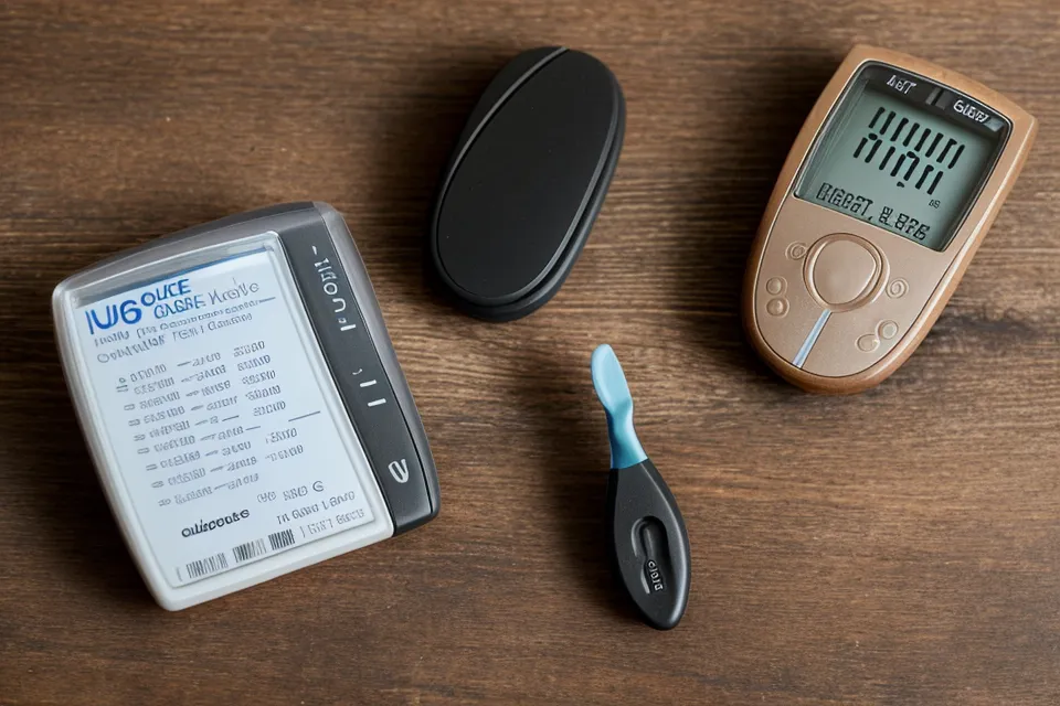 Glucose monitor showing a stable blood sugar trend line.