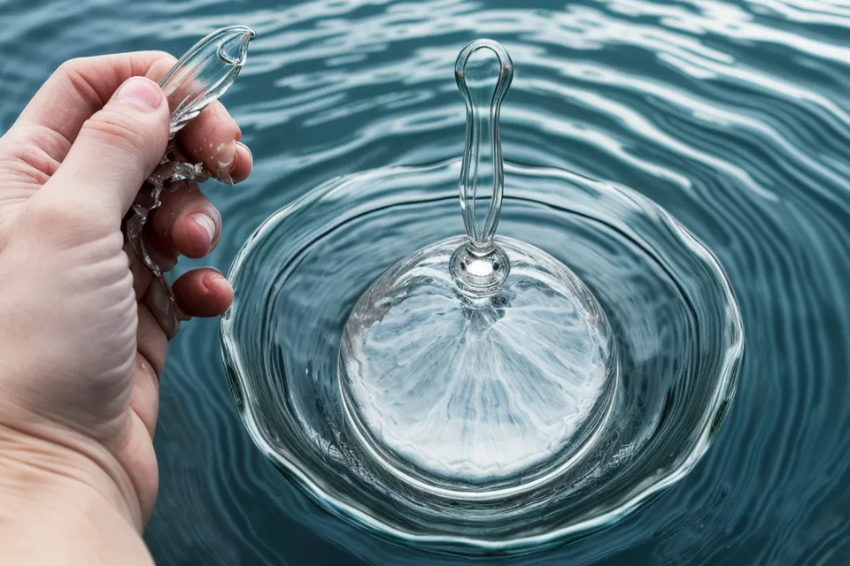 Using a supplement dropper to add liquid drops to water.