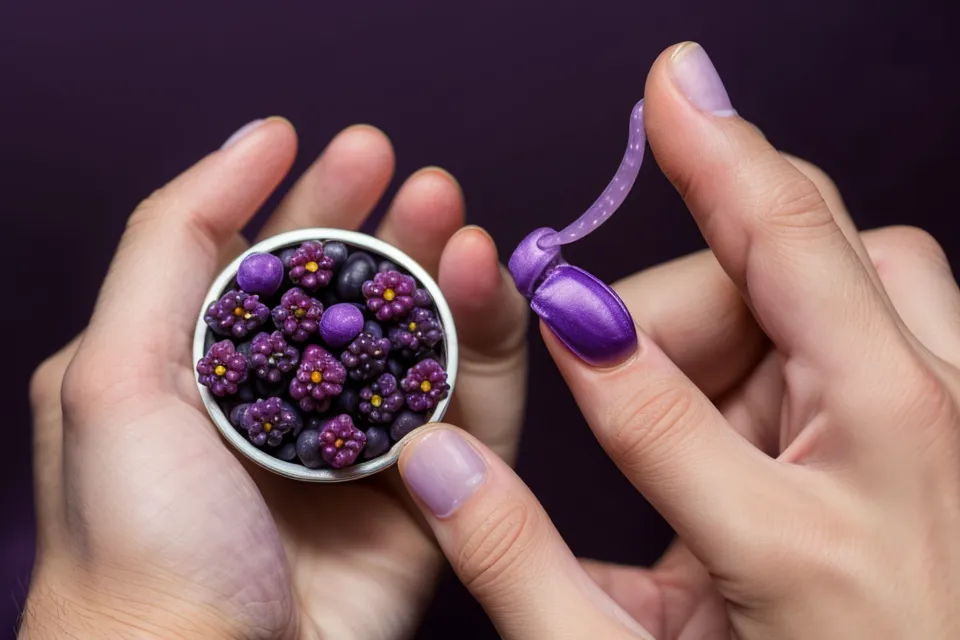 GlucoBerry capsule next to a fasting glucose data notebook during a blood sugar testing trial