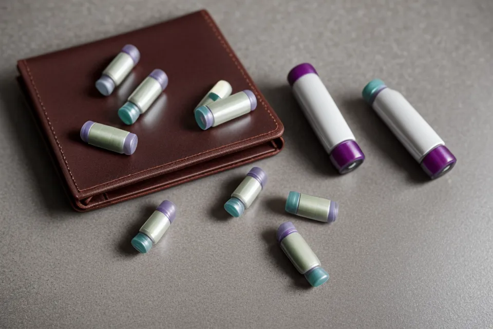 Blood sugar support capsules placed on a daily tracking logbook