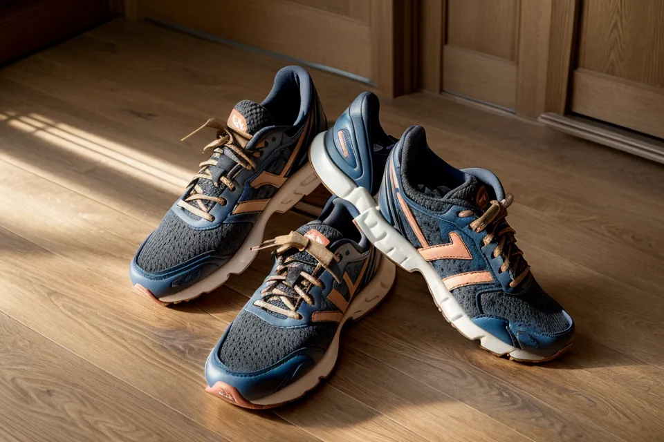 Walking shoes and a glucose meter staged for a morning blood sugar routine