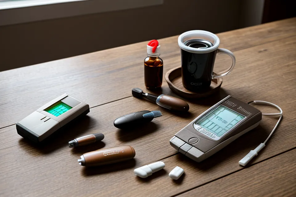 Laptop spreadsheet tracking fasting glucose readings during a Sugar Defender review