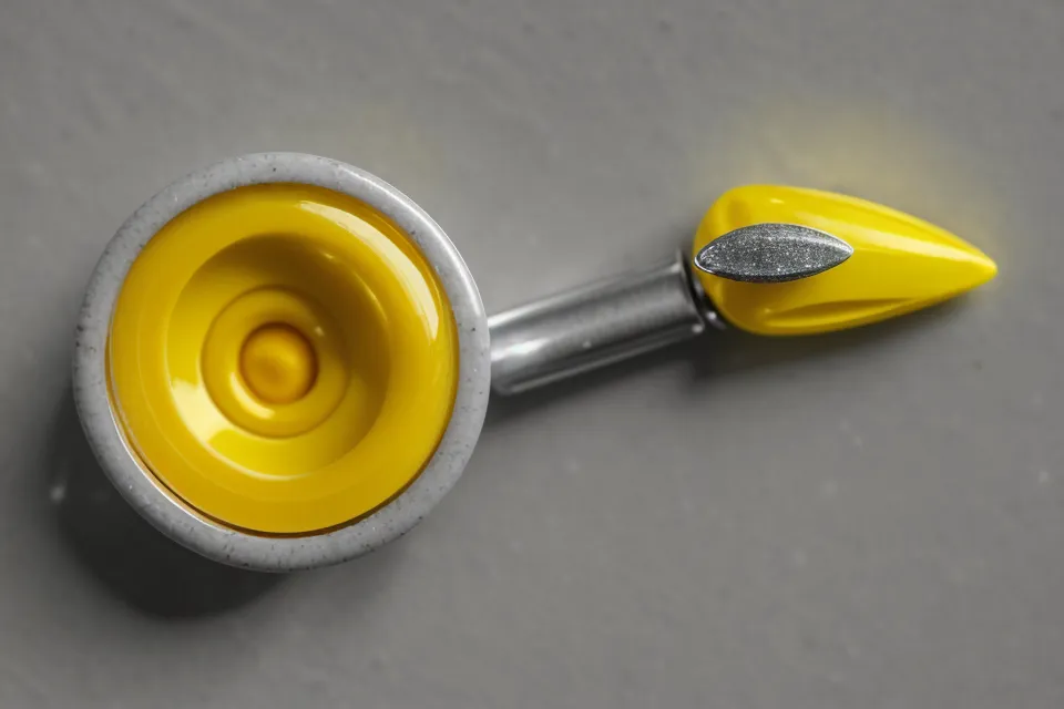 Bright yellow berberine powder spilled from a capsule onto a white marble surface.