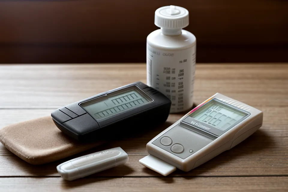 A close-up of a finger prick test for blood sugar management during supplement testing.